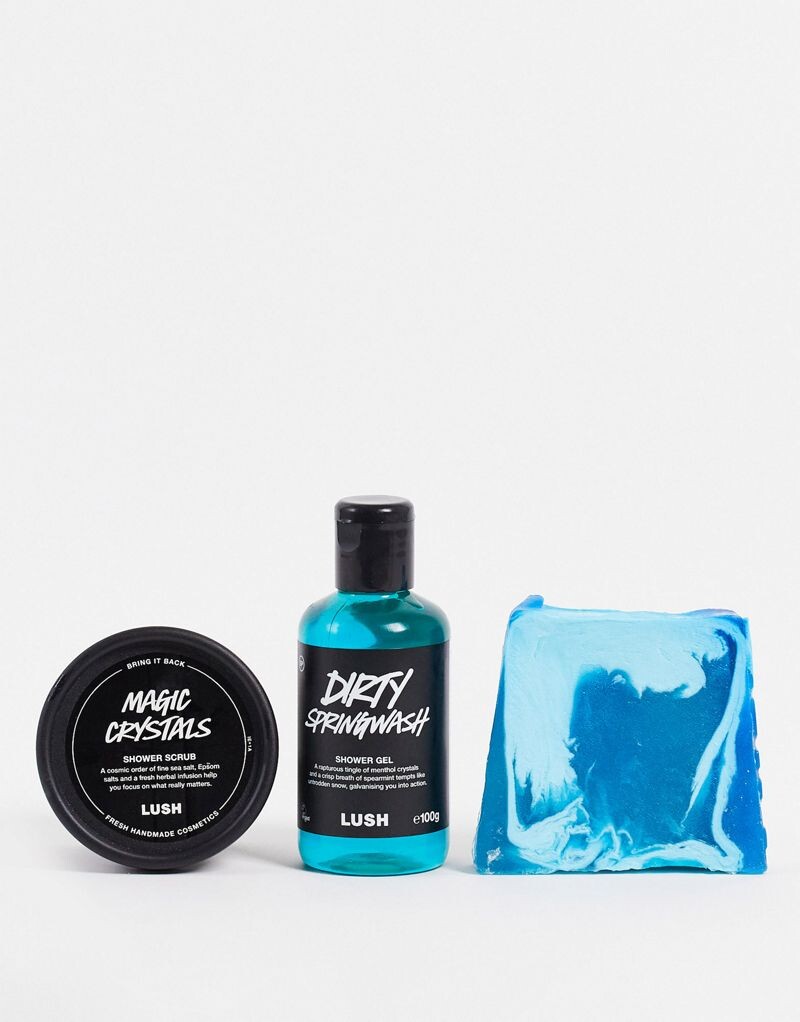 

LUSH Discovery Scrub Up Well Мыло, гель для душа и набор скрабов для душа, Sin color