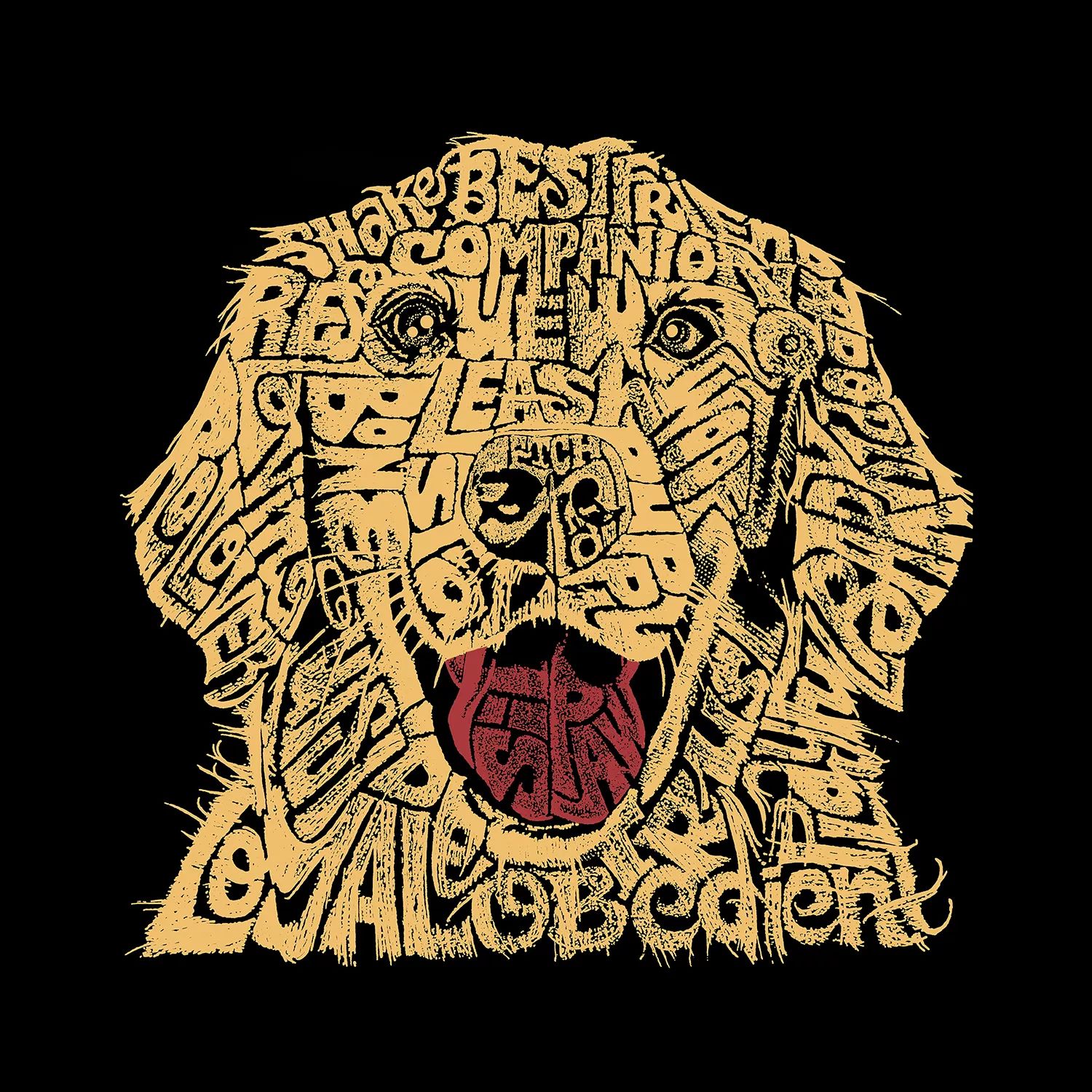 Собака — мужская бейсбольная футболка реглан Word Art LA Pop Art