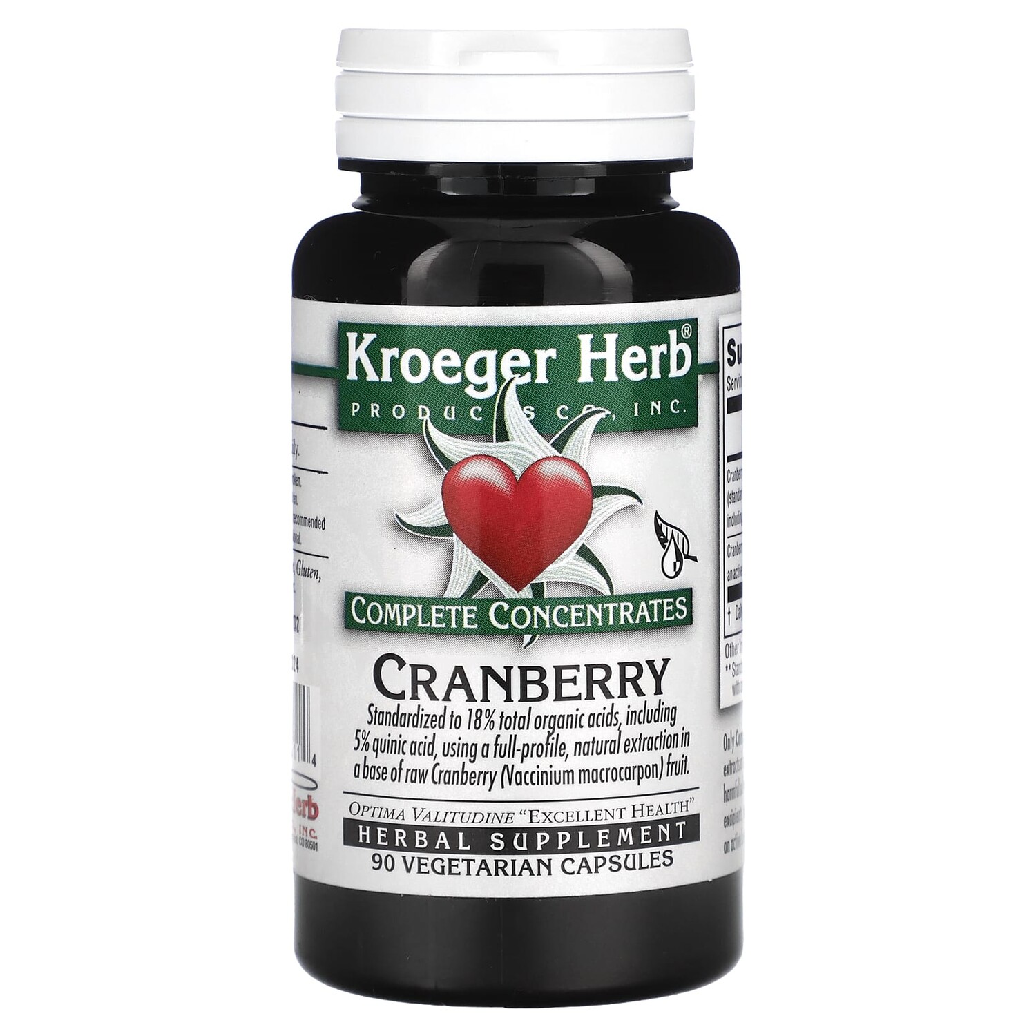 

Полные концентраты, клюква, 90 вегетарианских капсул, Kroeger Herb Co