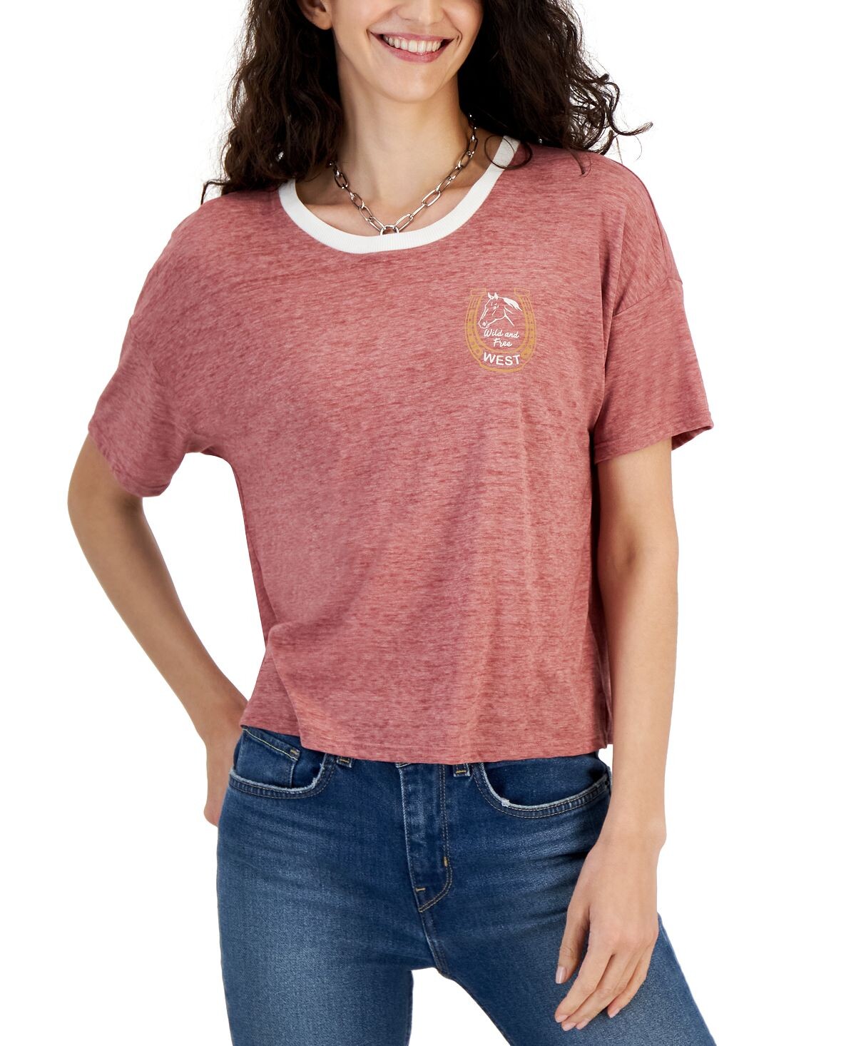 

Футболка с короткими рукавами и рисунком Ringer для юниоров Hippie Rose