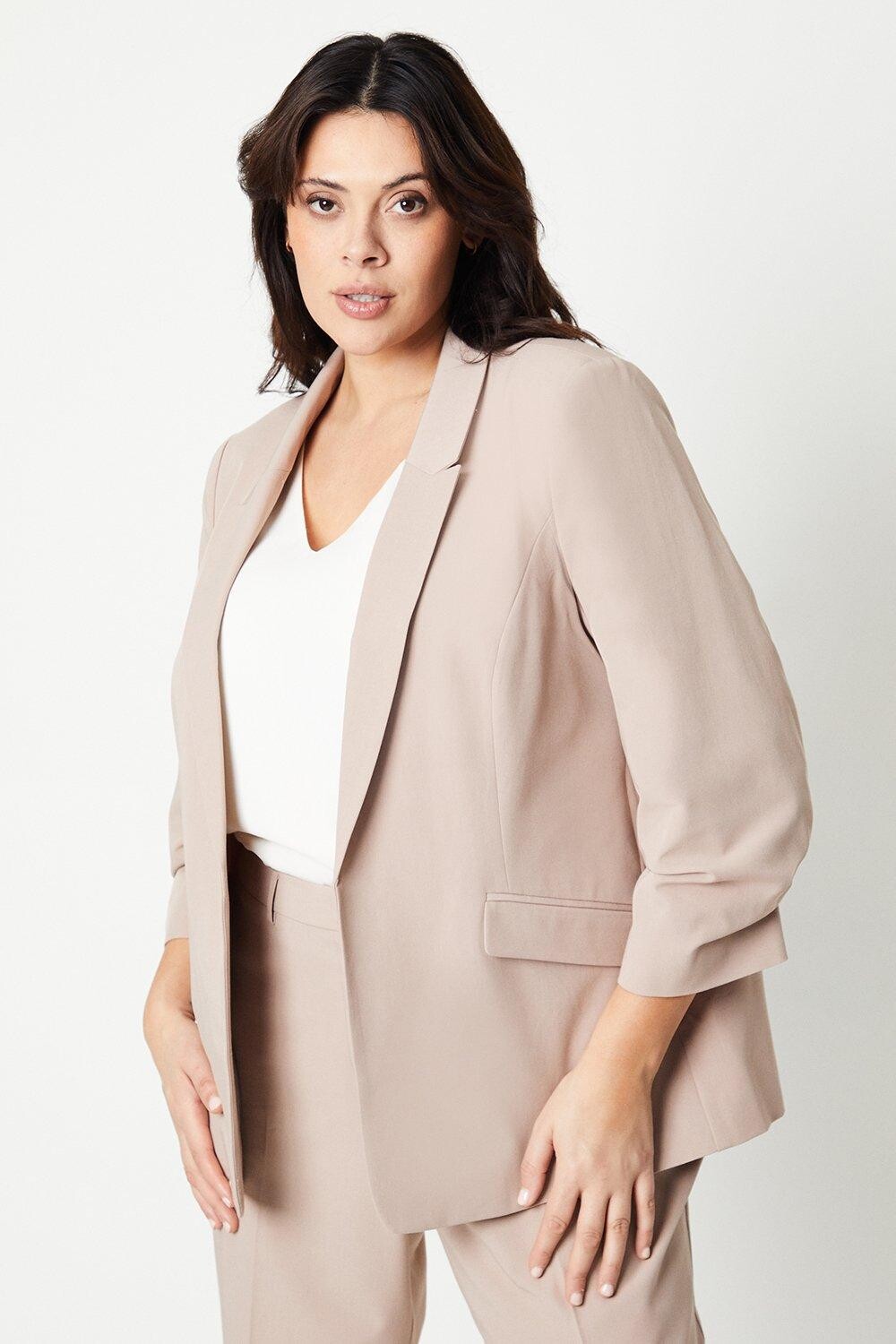 

Блейзер Curve со сборками на рукавах Dorothy Perkins, бежевый