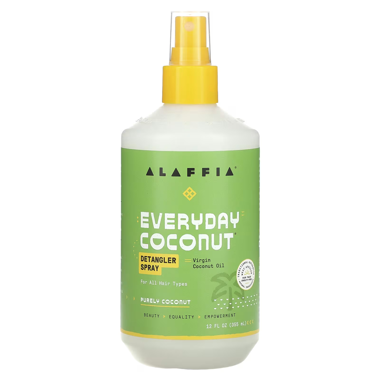 Alaffia ежедневный спрей для расчесывания волос с кокосом для всех типов волос 355 мл (12 жидк. унций) byrd hairdo products легкий кондиционер для всех типов волос с соленым кокосом 473 мл 16 жидк унций