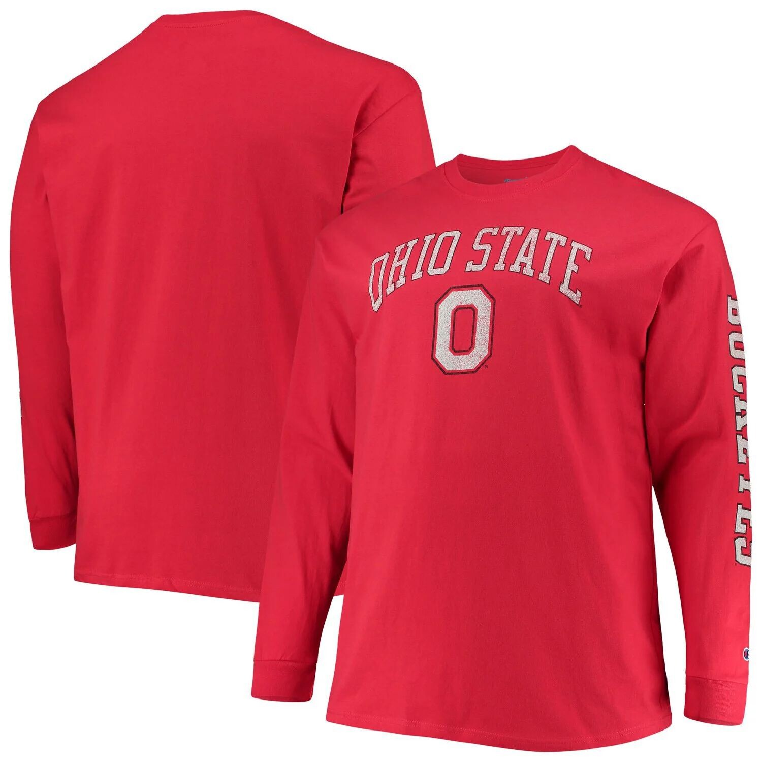 

Мужская футболка Scarlet Ohio State Buckeyes Big & Tall 2-Hit с длинными рукавами Champion