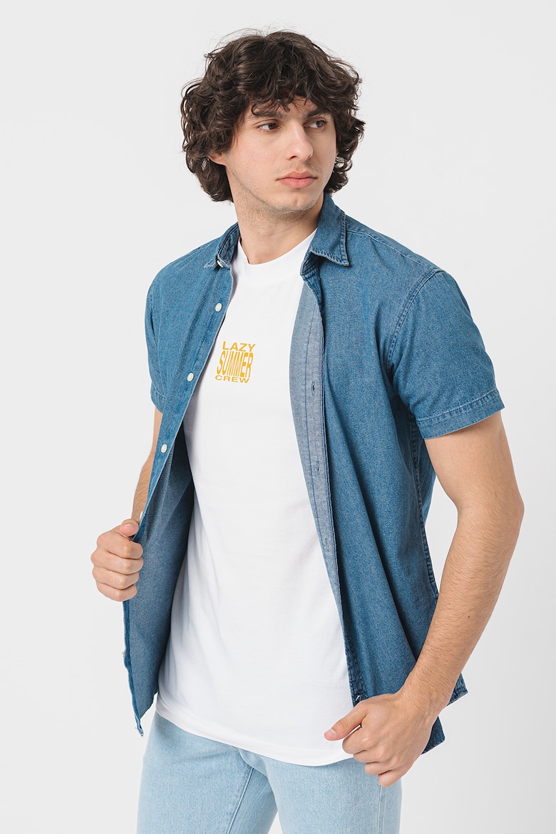 

Рубашка Kansas из шамбре с короткими рукавами Jack & Jones, синий