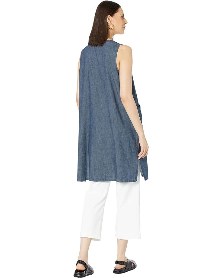 

Топ Eileen Fisher V-Neck Long Top, цвет Denim