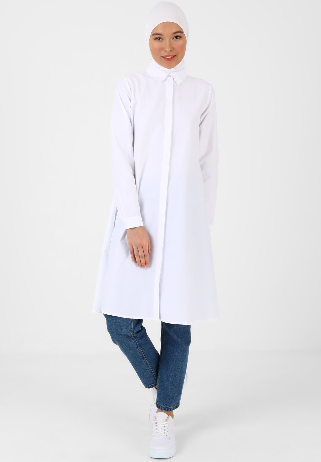 

Платье-рубашка Refka Casual Modanisa, цвет off white