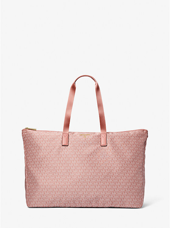 

Большая тканая большая сумка с фирменным логотипом Jet Set Travel Michael Kors, розовый