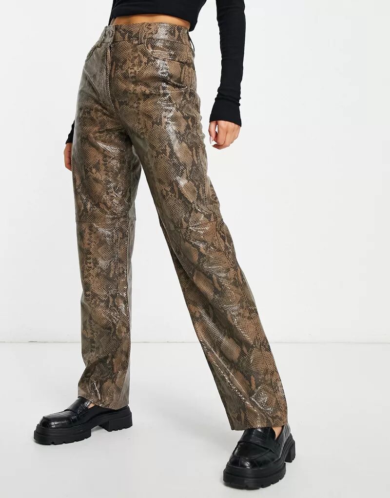 Кожаные брюки Y.A.S со змеиным принтом