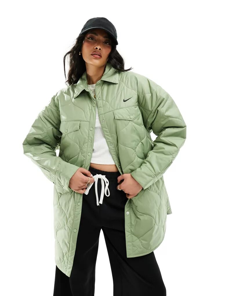 Базовая стеганая куртка масляно-зеленого цвета Nike krk anis aceite aroma sabor 30cc 50cc m бесплатная доставка