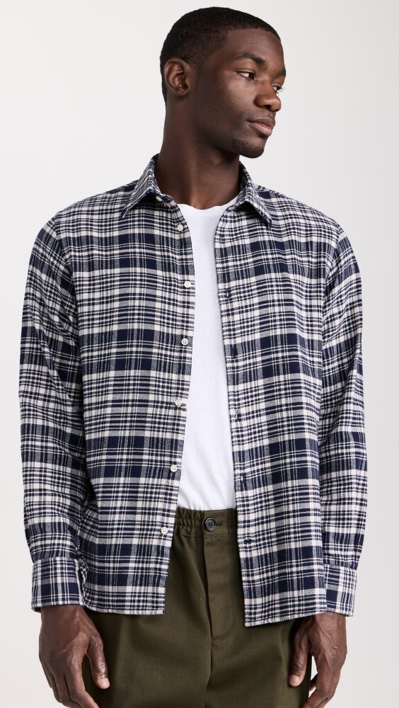

Рубашка Officine Generale Giacomo Twill Check, экру