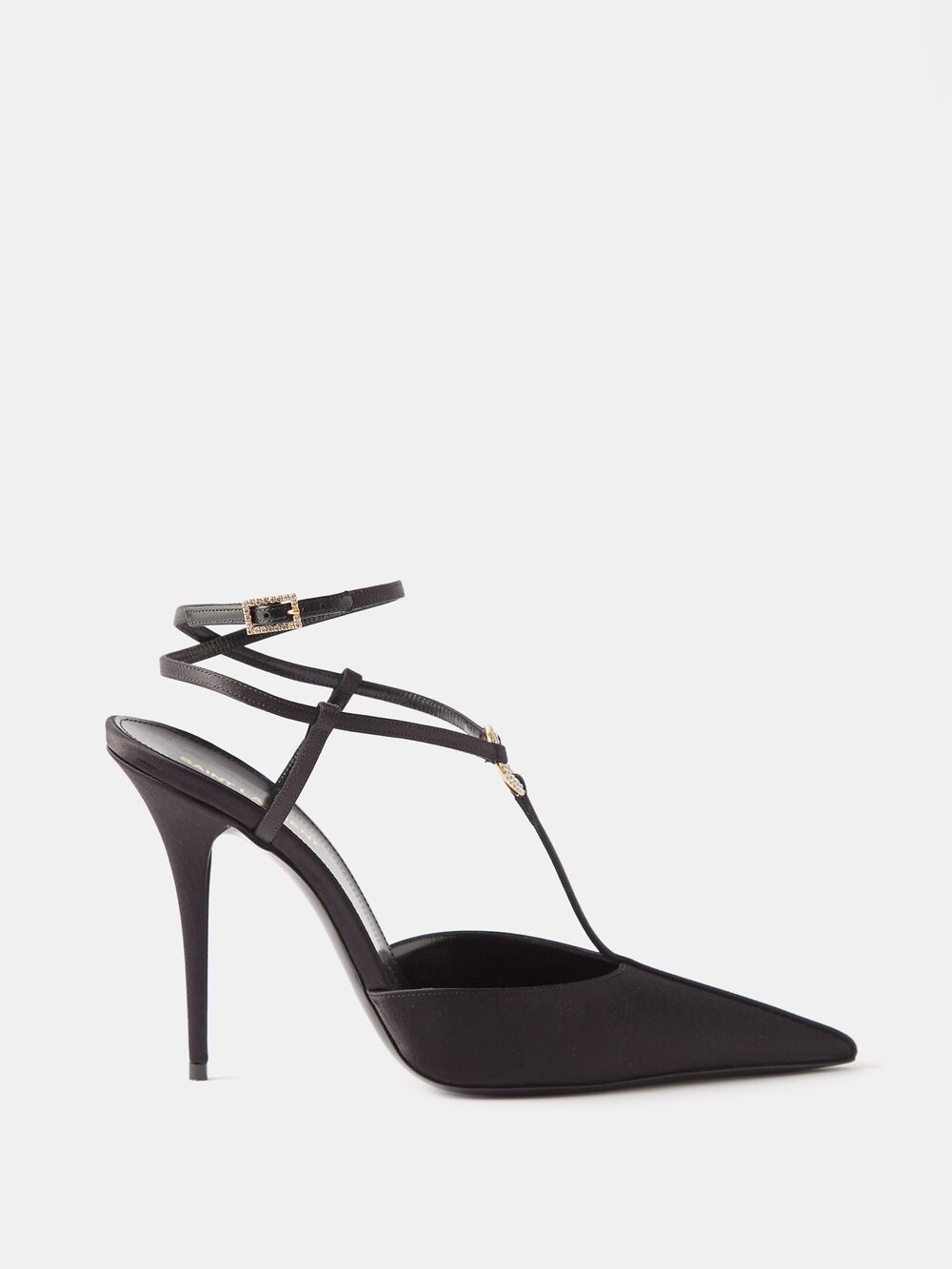 

Атласные туфли luna 105 с кристаллической пряжкой Saint Laurent, черный