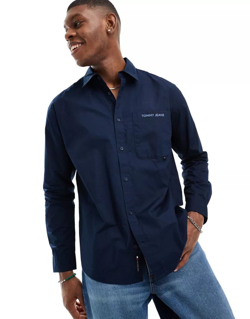 Темно-синяя рубашка свободного кроя Tommy Jeans Classic