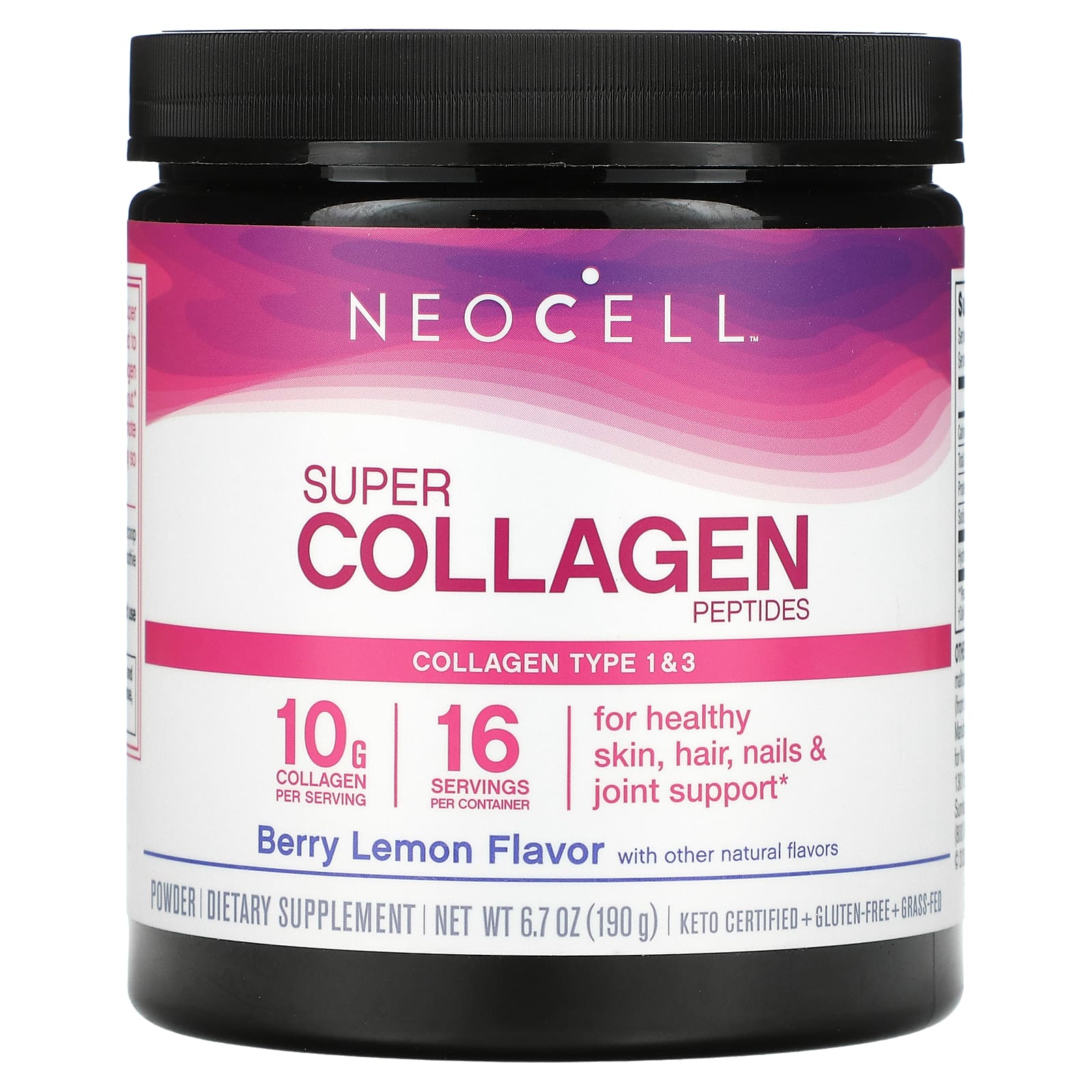 Neocell Super Collagen Type 1 & 3,Berry Lemon 6,000 mg 7 oz (198 g) organika electrolytes enhanced collagen wild berry 12 7 oz 360 g