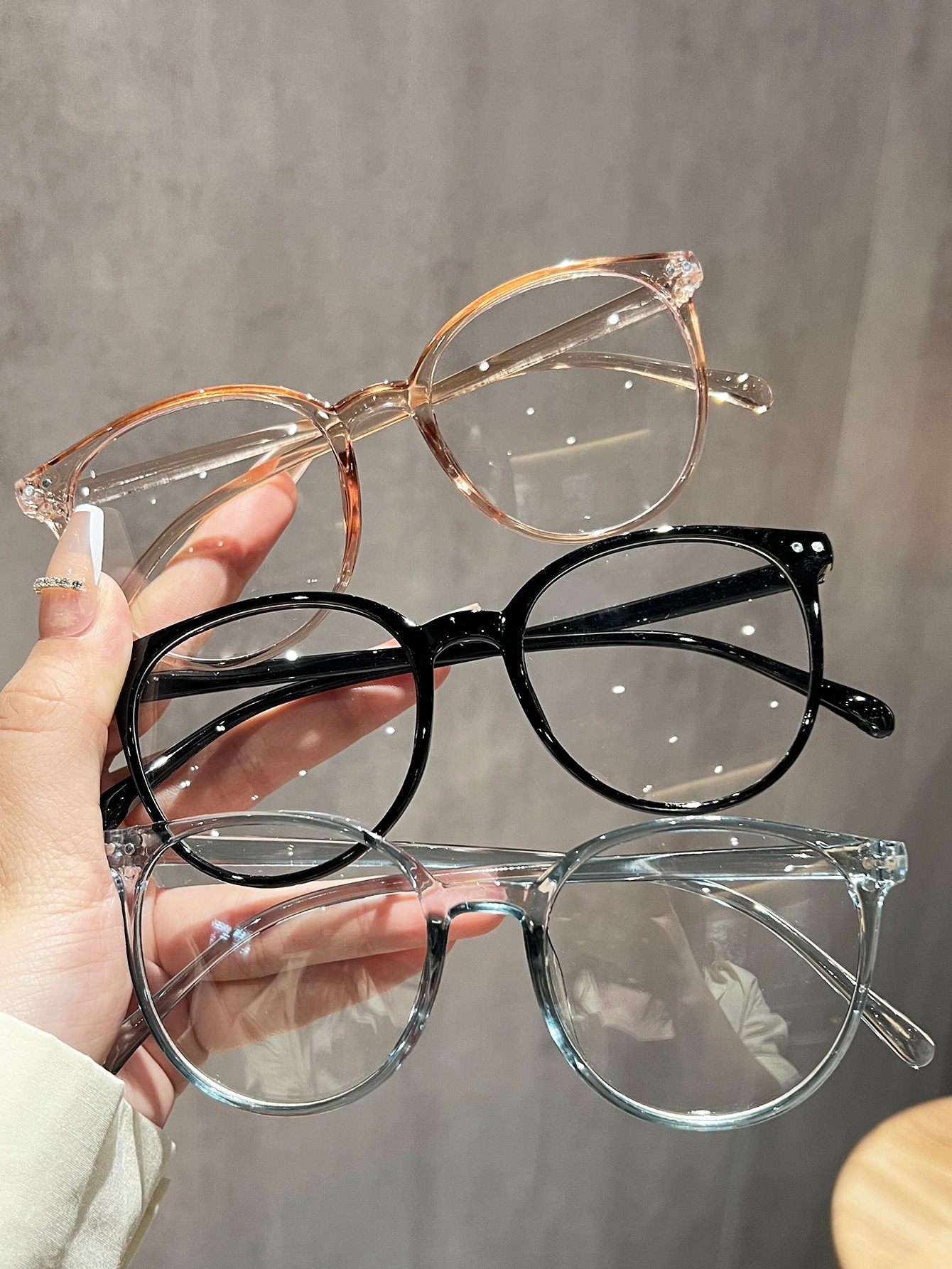 Женские легкие очки с прозрачными линзами в круглой оправе синего цвета с блокирующими линзами для ежедневного использования