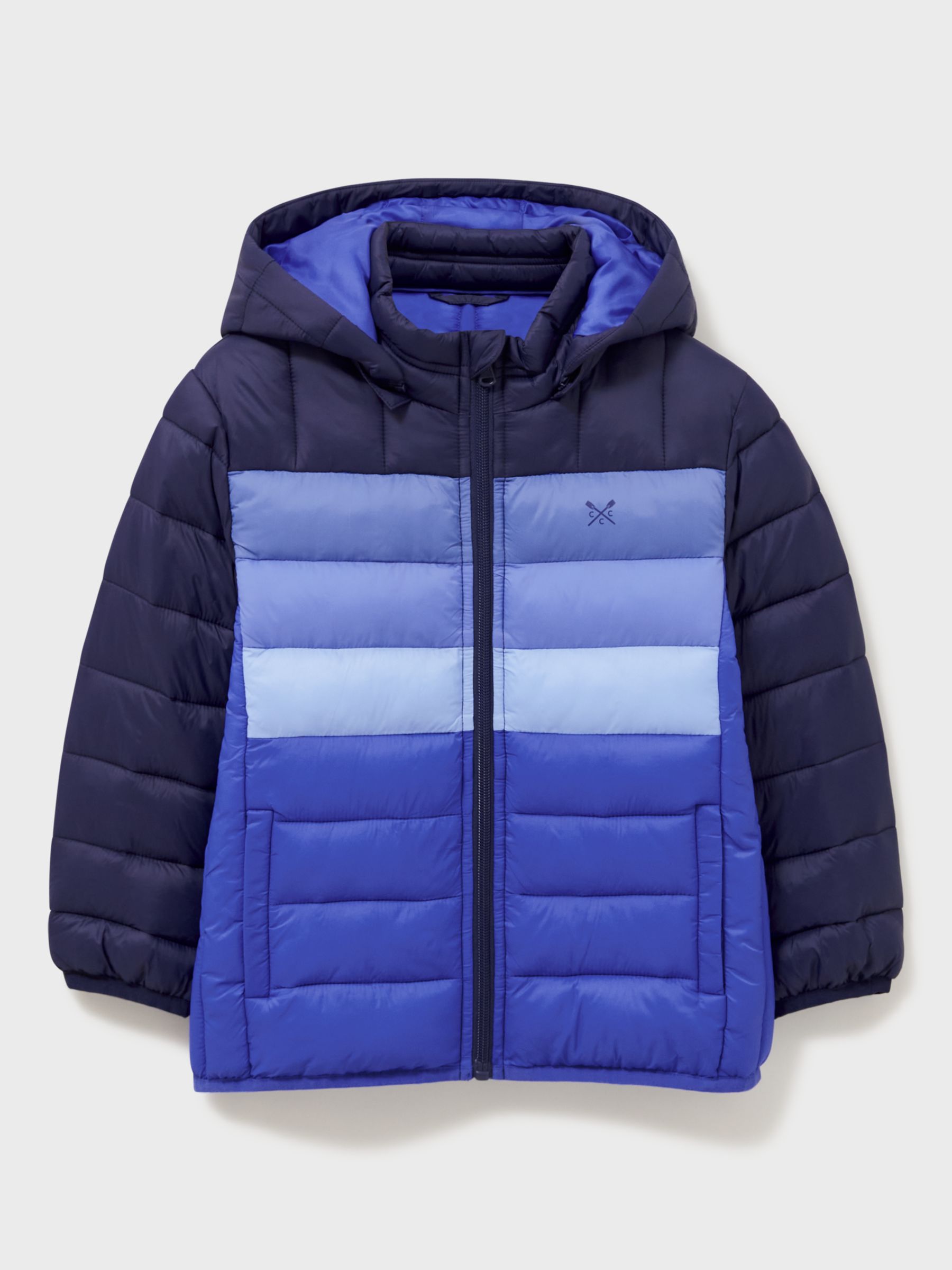 Детская легкая стеганая куртка с цветными блоками Crew Clothing, темно-синий