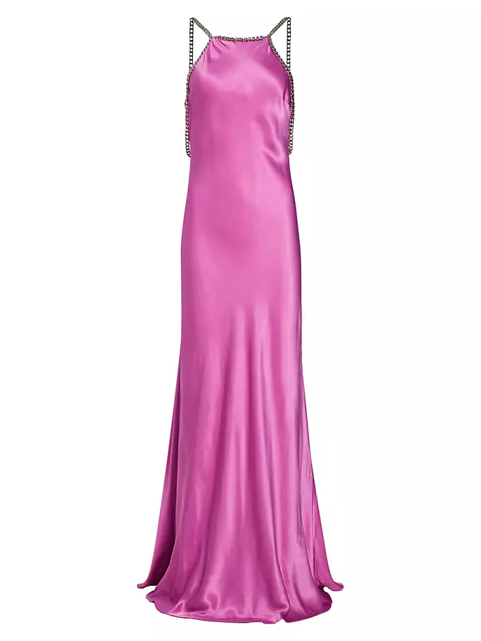 

Атласное платье Majesty с отделкой цепочкой L'Agence, цвет magenta pink