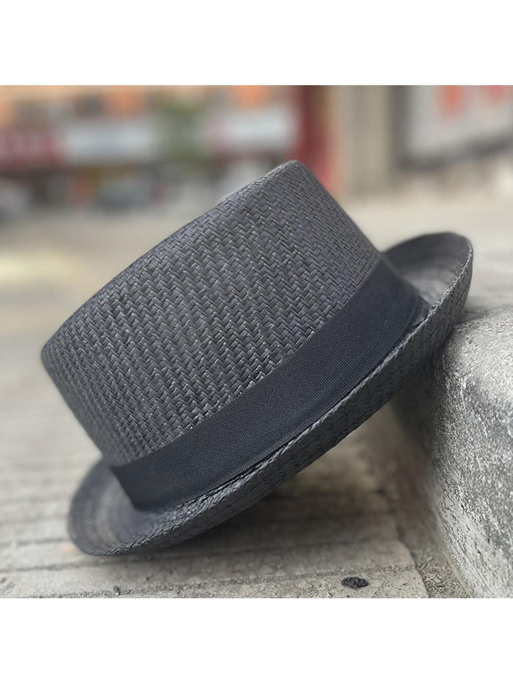 1 шт. мужская соломенная шляпа на лето, черный фото