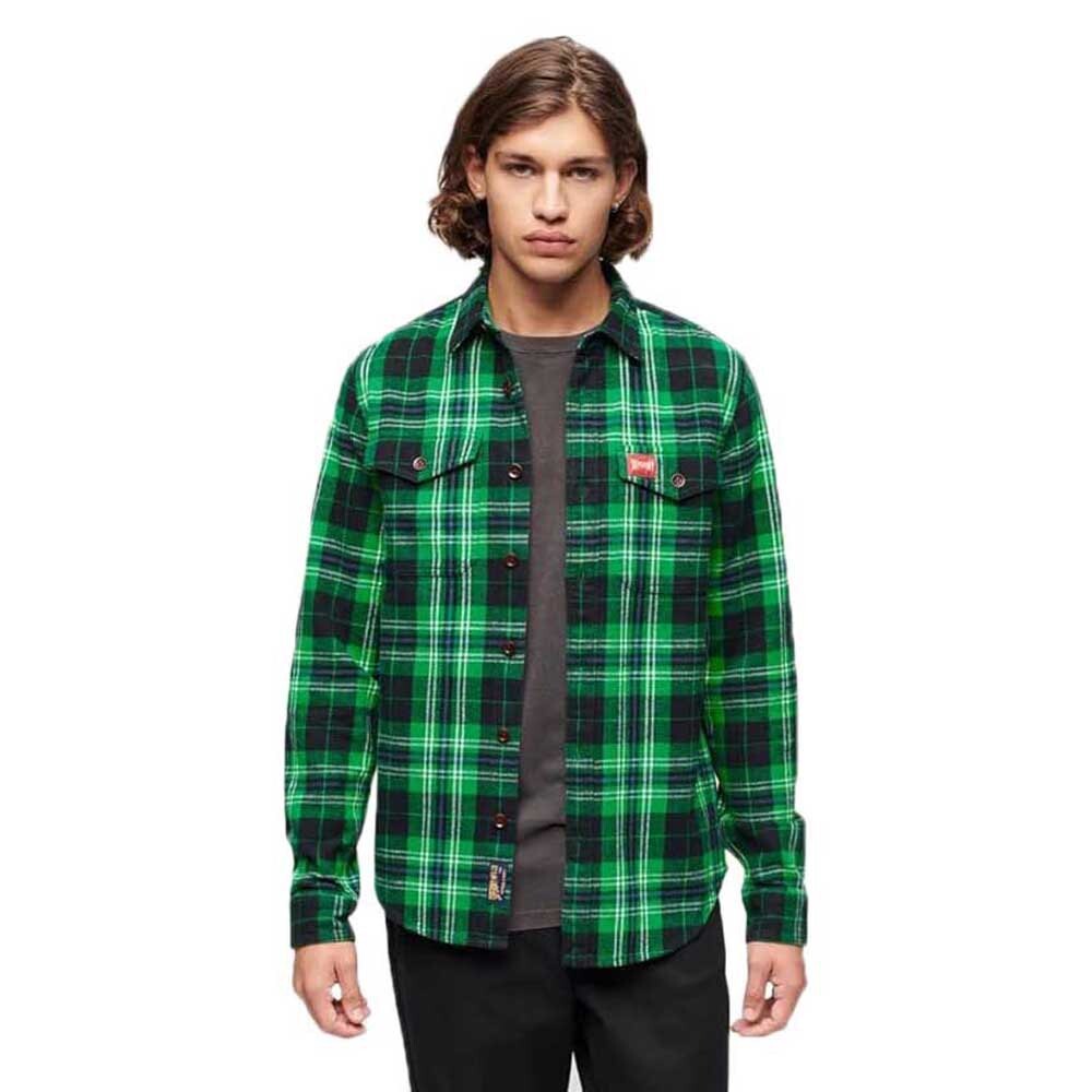 

Рубашка Superdry Cotton Worker Check, зеленый
