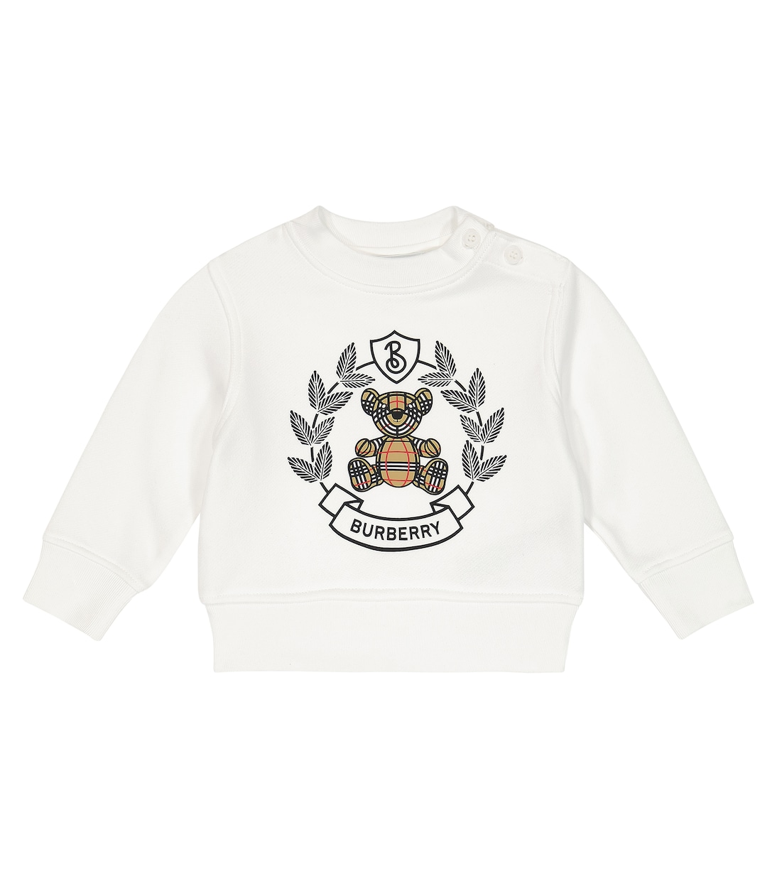 Хлопковый свитер baby thomas bear Burberry Kids, белый