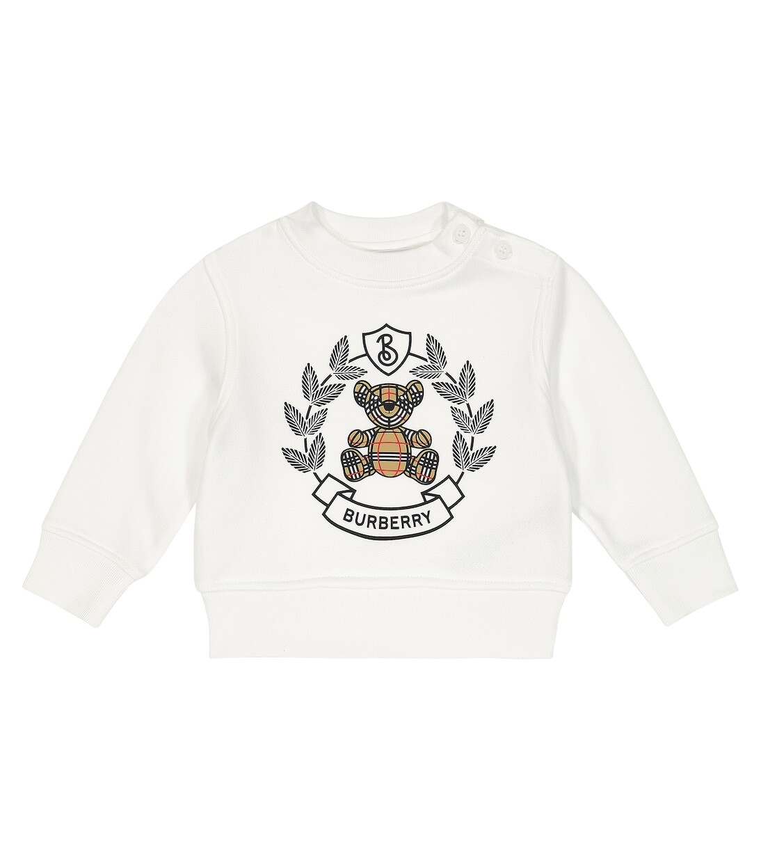 Хлопковый свитер baby thomas bear Burberry Kids, белый