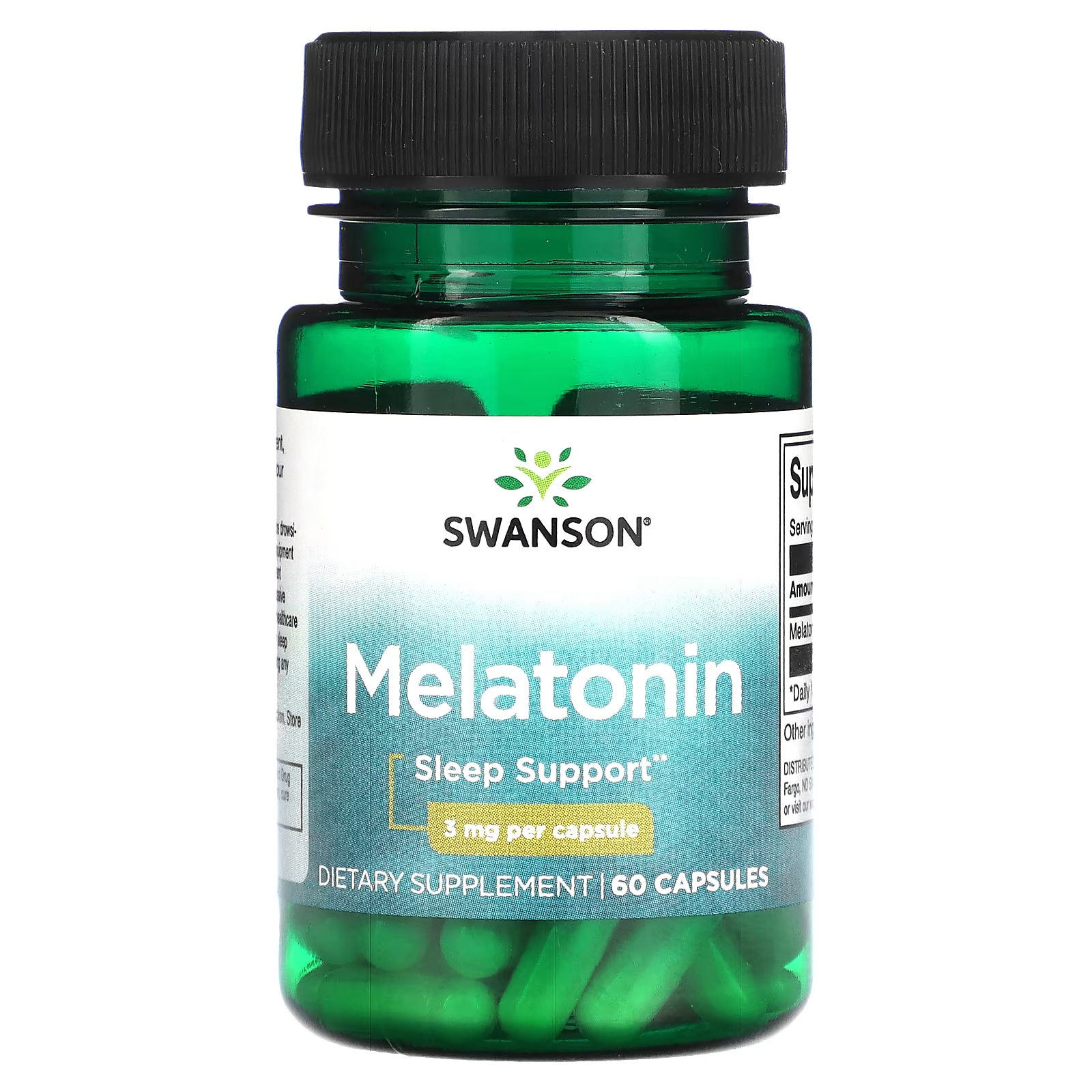Мелатонин Swanson 3 мг, 60 капсул добавка maxler melatonin 120 шт