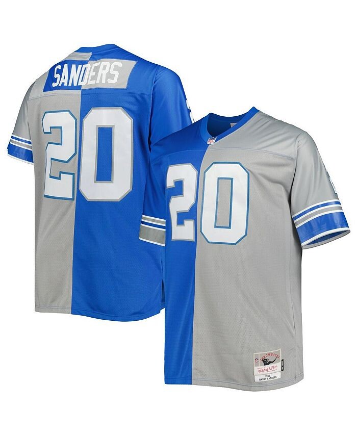 

Мужская синяя и серебряная футболка Барри Сандерса Detroit Lions Big and Tall Split Legacy Retired Player, реплика Mitchell & Ness, синий