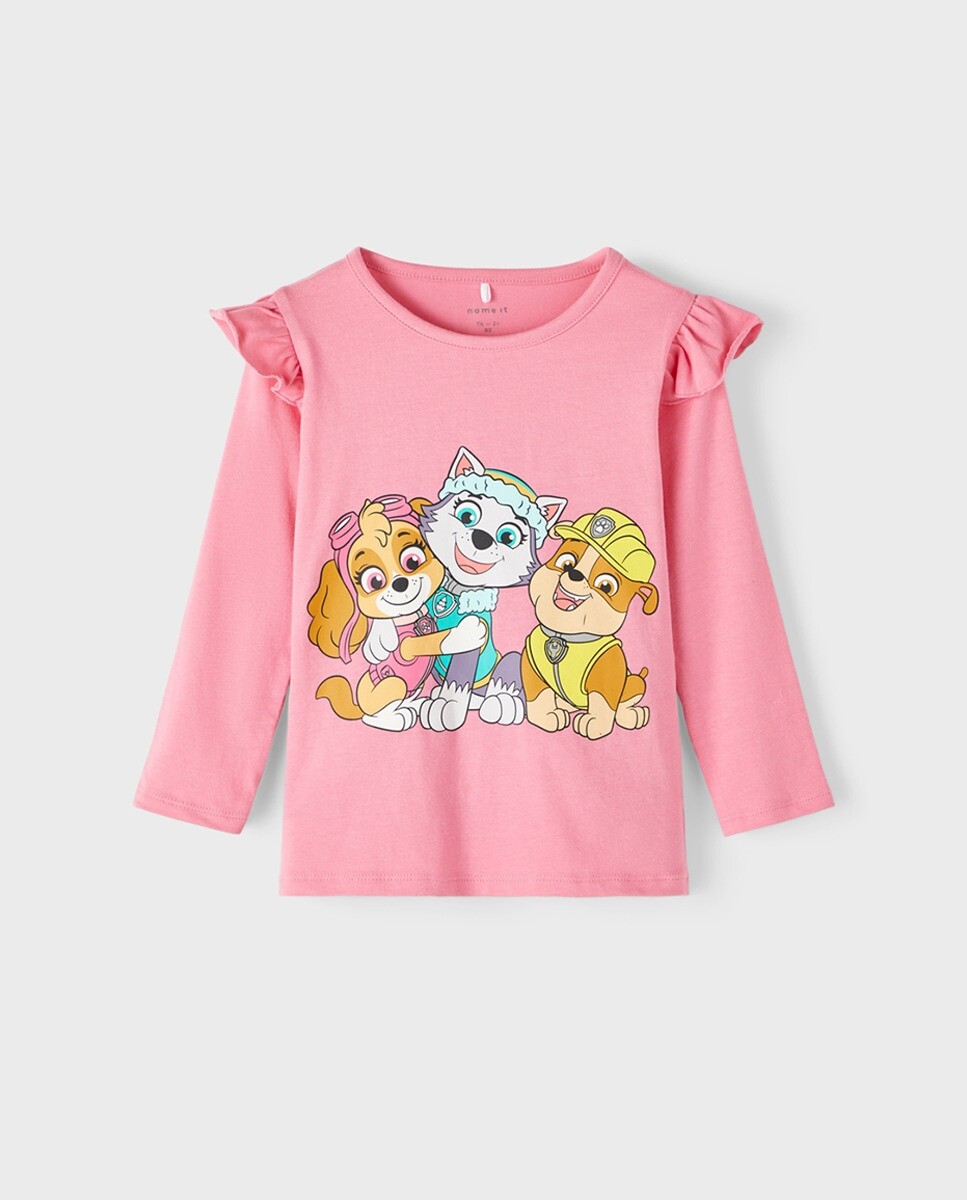 

Детская футболка PAW PATROL с длинными рукавами и принтом спереди и сзади name it, розовый