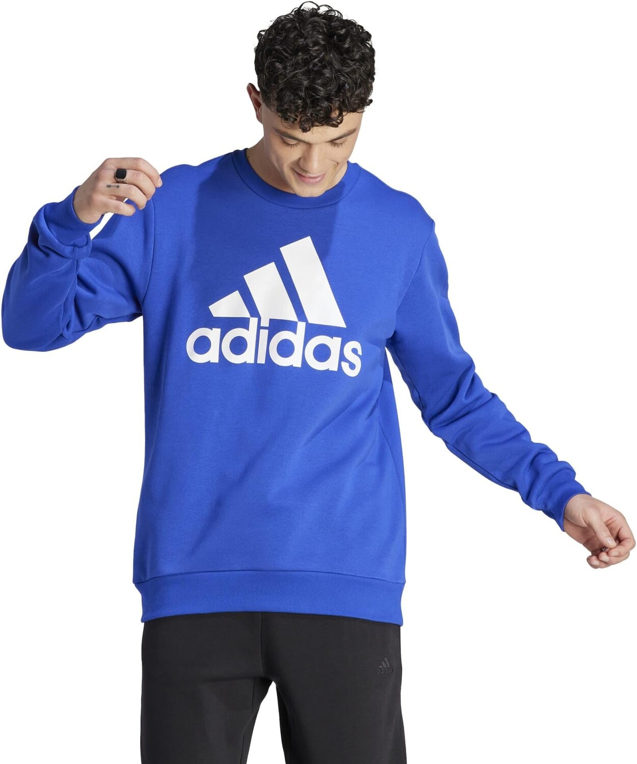 

Флисовая толстовка с большим логотипом Essentials adidas, цвет Semi Lucid Blue
