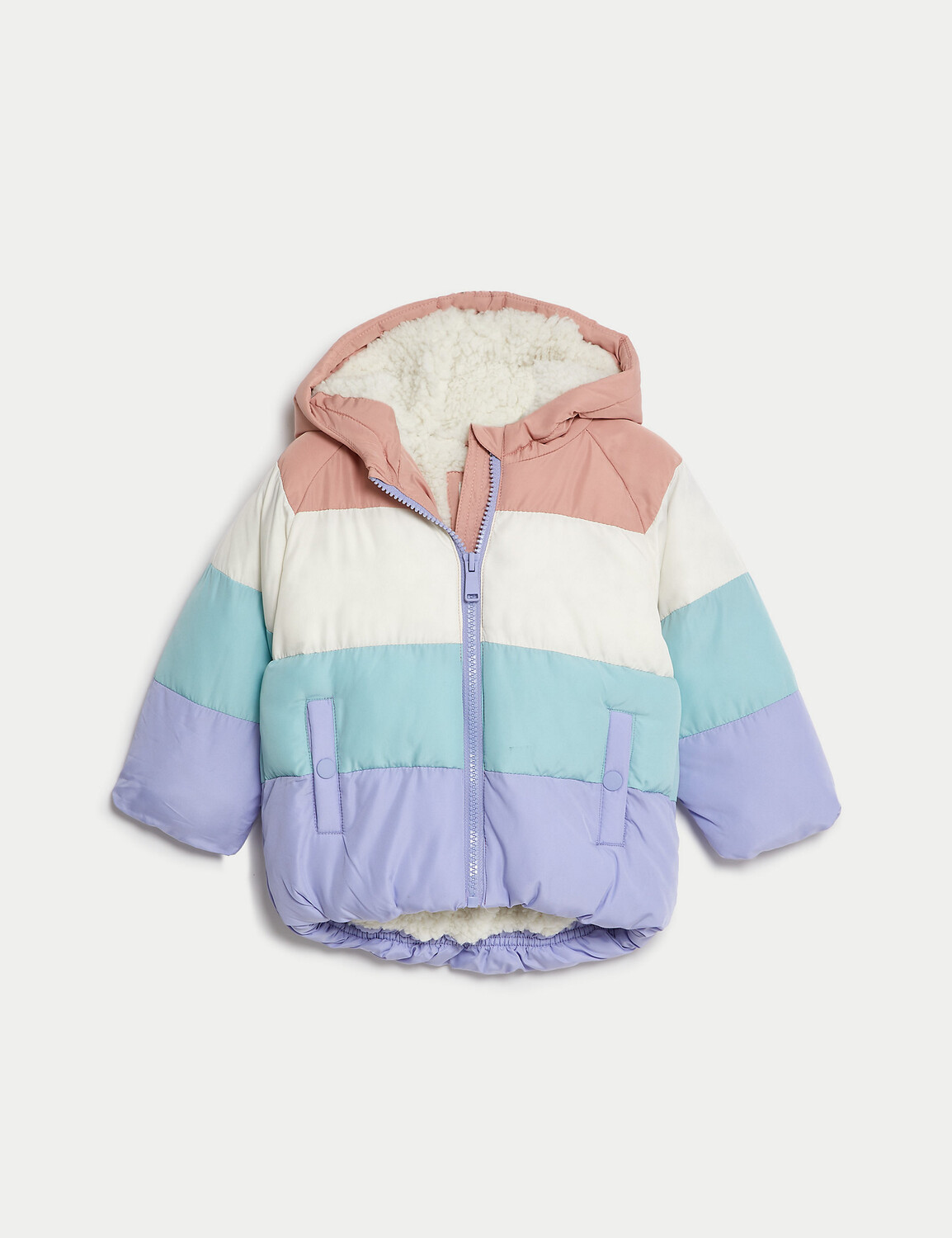 

Утепленная куртка Stormwear на подкладке боргов (0–3 года) Marks & Spencer, розовый микс