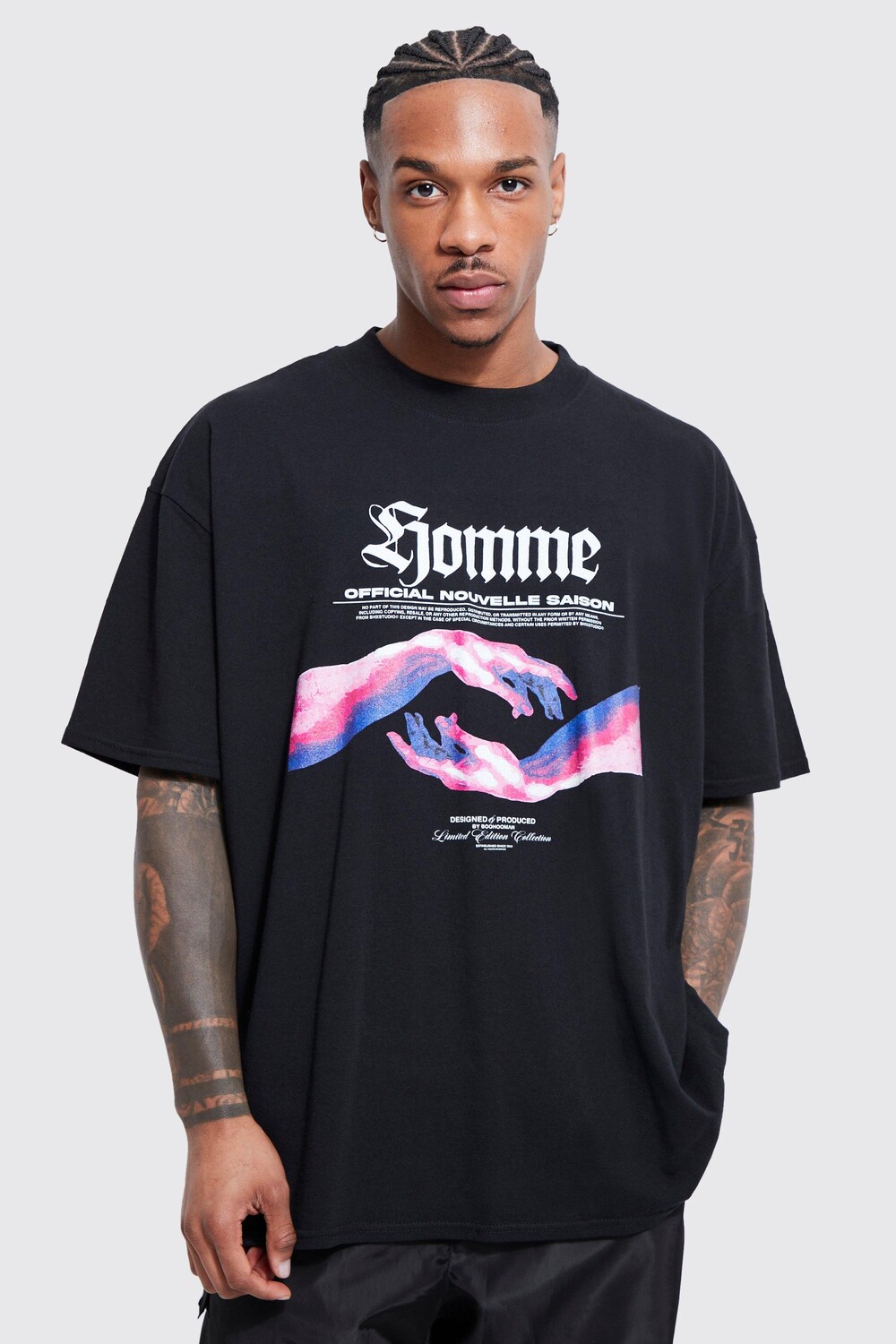 

Футболка oversize homme с графикой Boohoo, черный