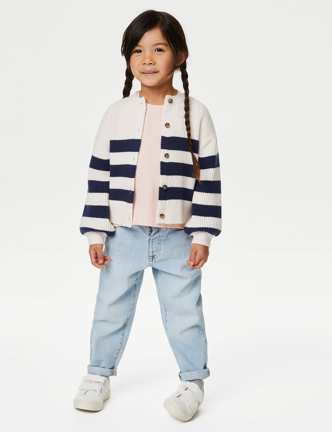 

Джинсы Mom Denim с эластичной резинкой на талии (2–8 лет) Marks & Spencer