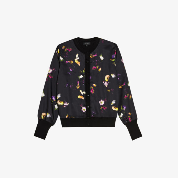 

Джанта атласный кардиган с цветочным принтом спереди Ted Baker, черный