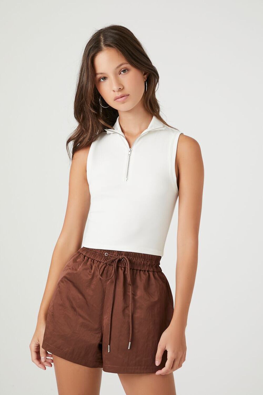 

Шорты на шнурке без застежки Forever 21, шоколадный