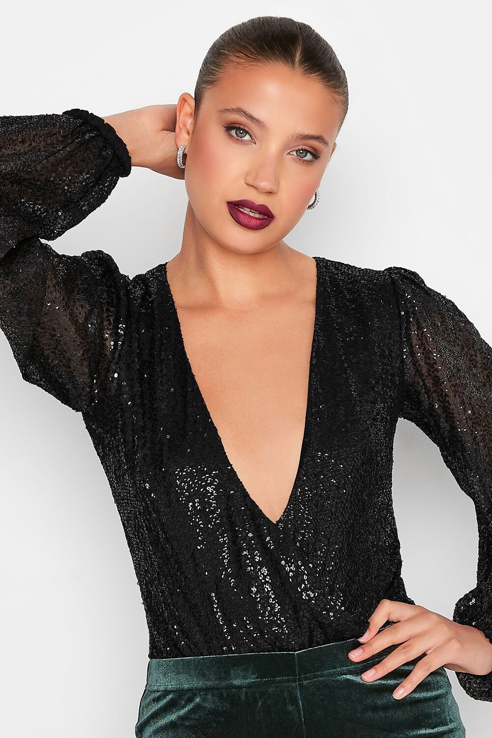 

Боди с пайетками Long Tall Sally, черный