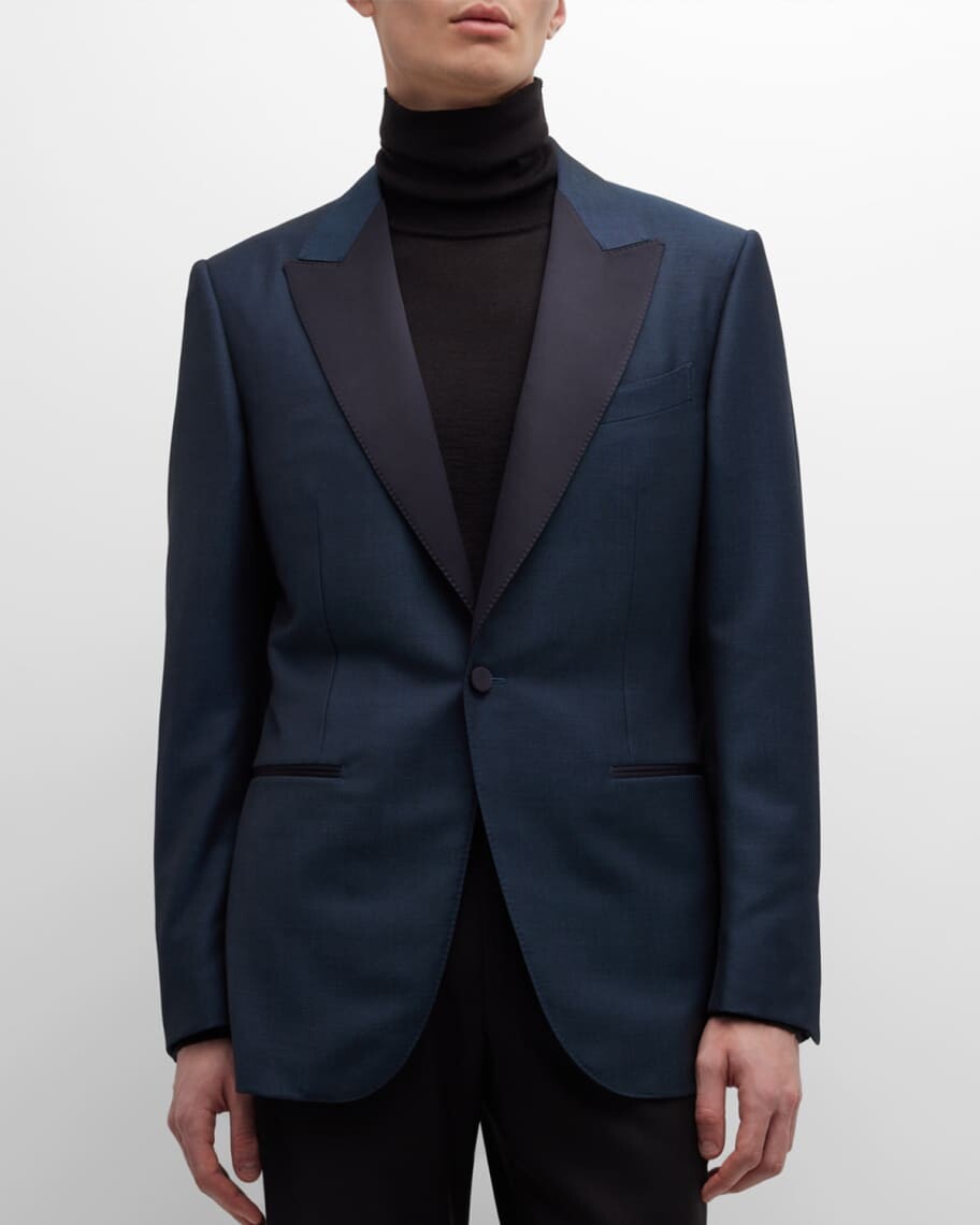 

Мужская шерстяная вечерняя куртка с атласной отделкой ZEGNA, Черный
