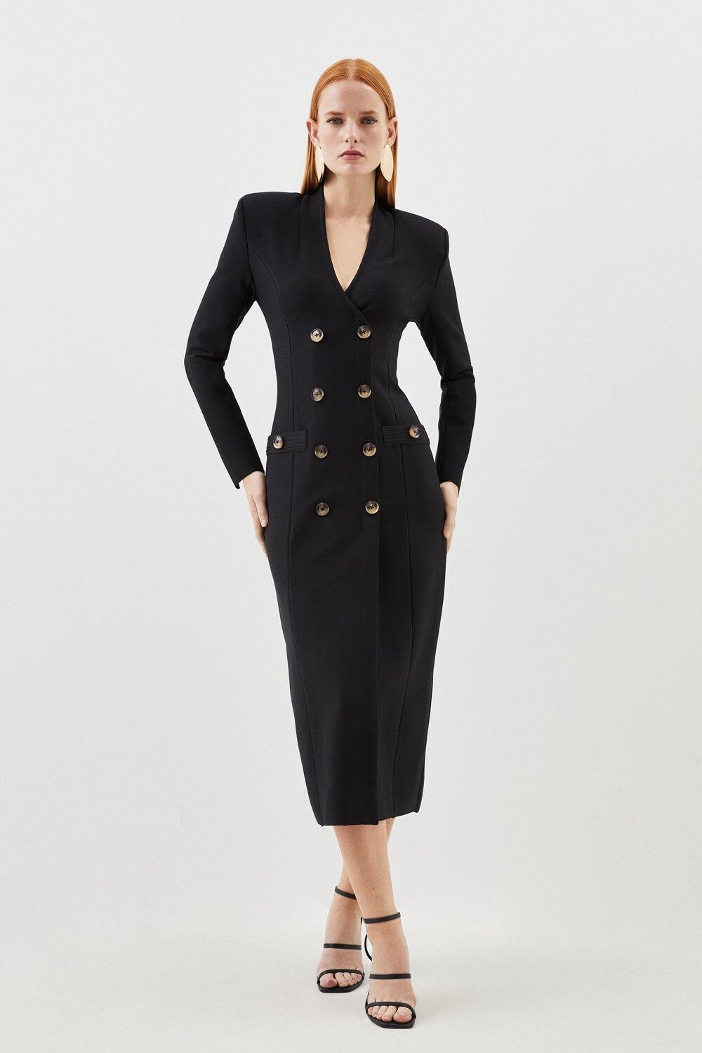 

Фигура Форма Бинты Блейзер Стиль Вязаное Платье Миди Karen Millen, черный