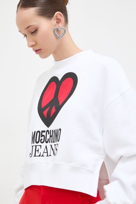 Хлопковая толстовка Moschino Jeans, белый