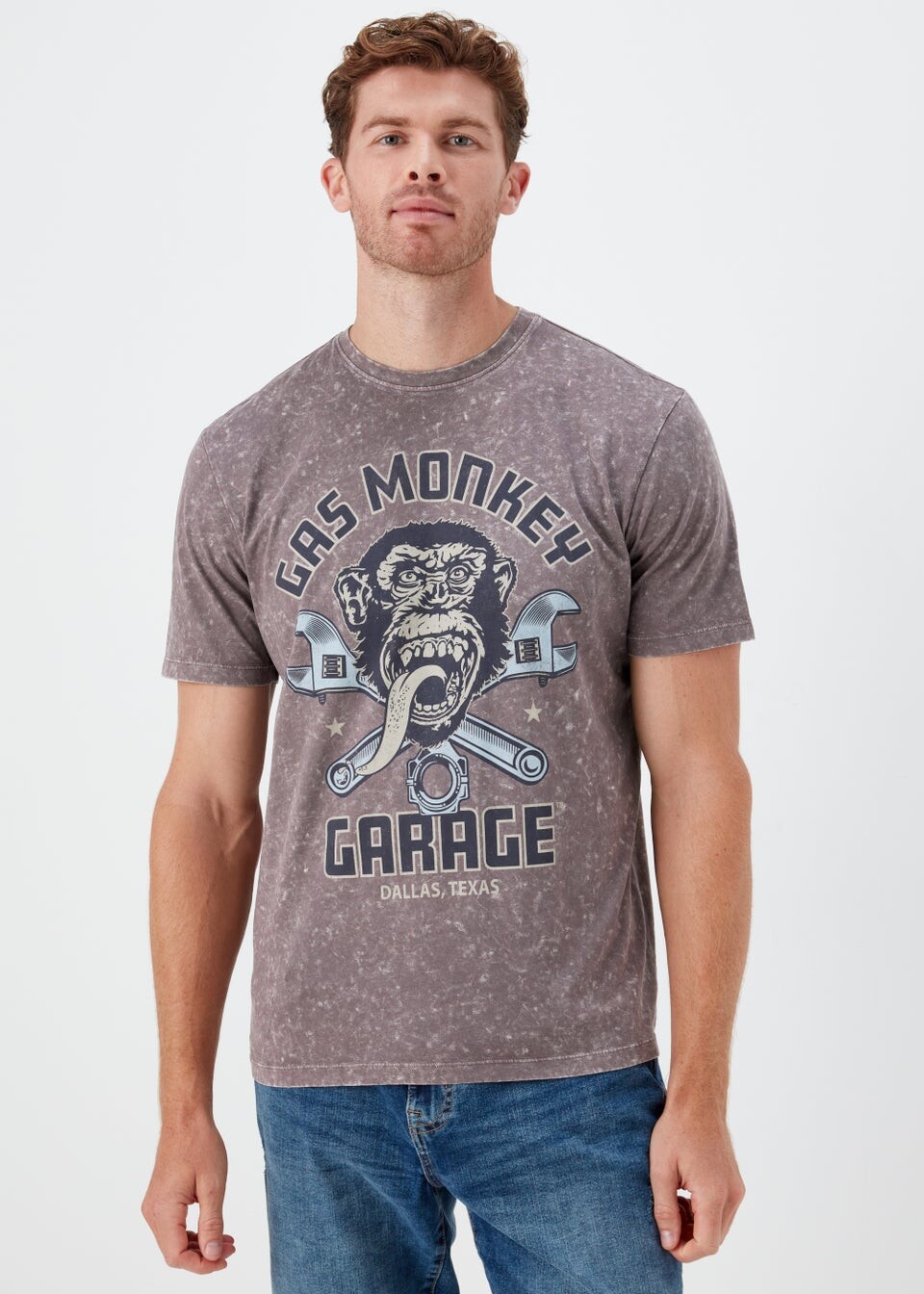

Фиолетовая футболка с принтом Gas Monkey Acid Wash, Фиолетовый