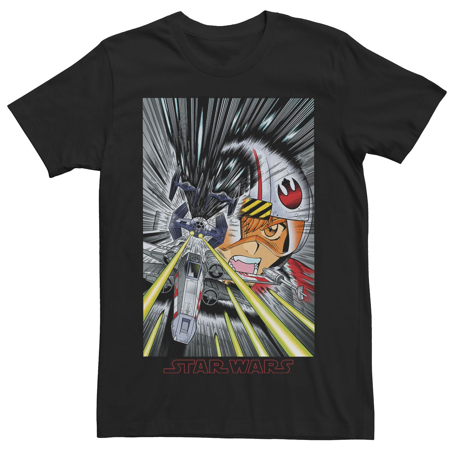 Мужская футболка X-Wing TIE Fighter Fight Manga Pilot Star Wars