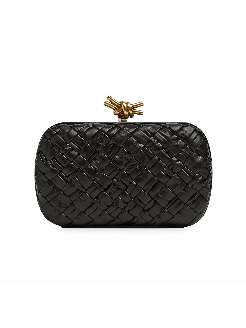 

Кожаный клатч с плиссированным узлом Bottega Veneta, черный