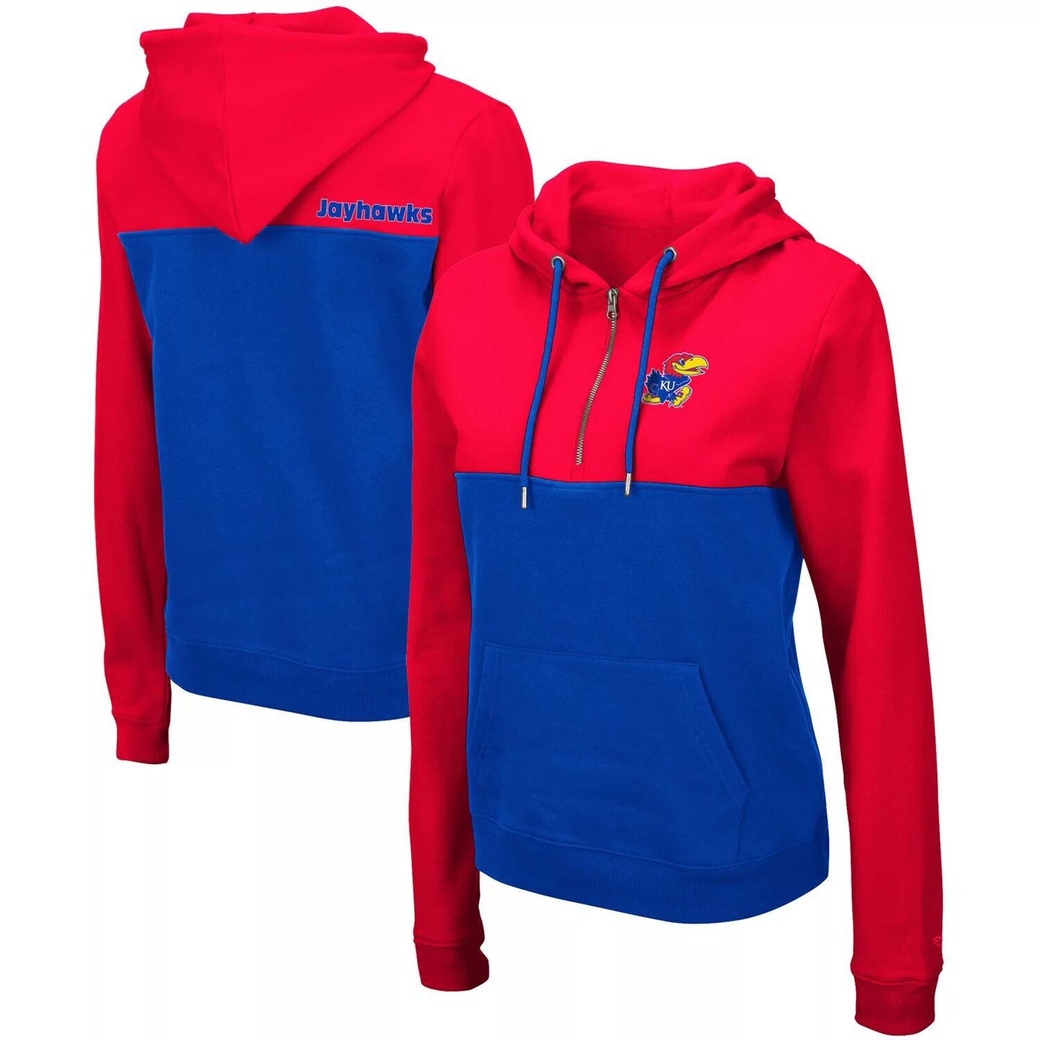 

Женская толстовка с капюшоном на молнии Colosseum Red/Royal Kansas Jayhawks Aidan Colosseum