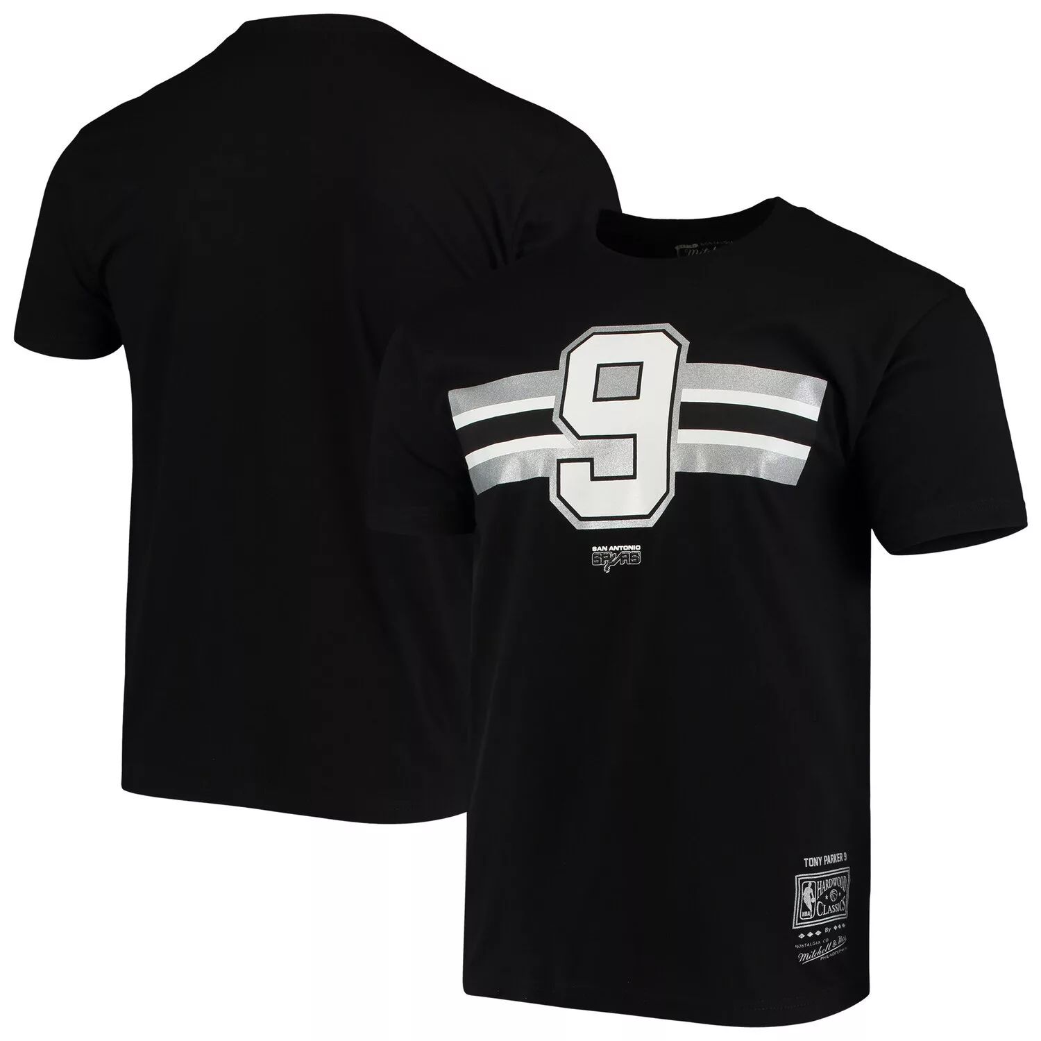 

Мужская черная футболка в полоску команды Mitchell & Ness Tony Parker San Antonio Spurs Team