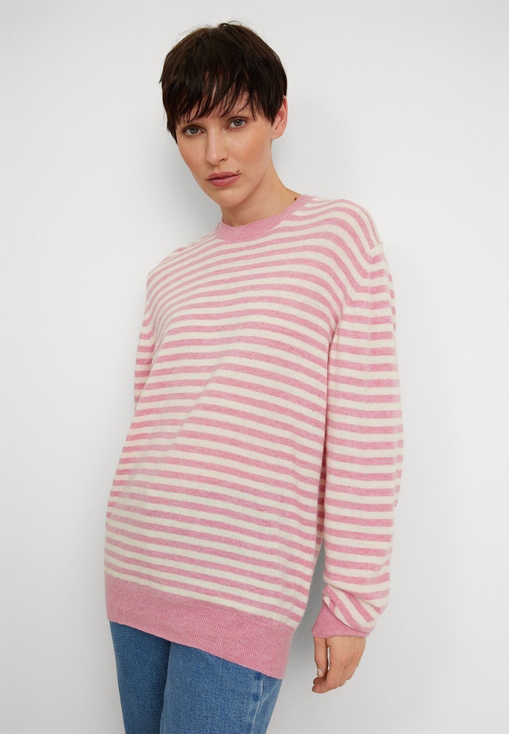 

Пунто джерси Mads Nørgaard STRIPE KASEY, бегония розовая/зимний белый