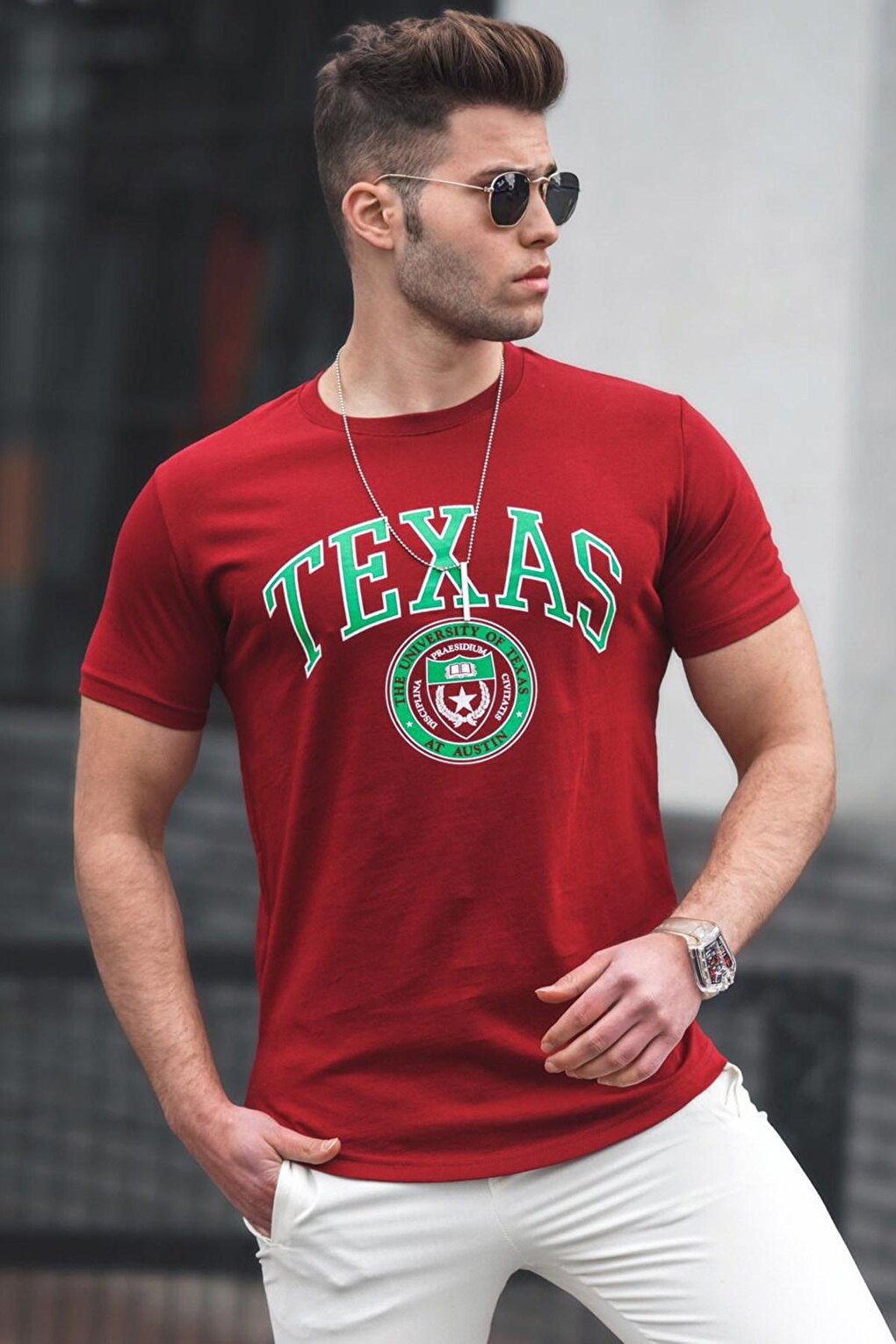 Бордово-красная мужская футболка 4997 MADMEXT