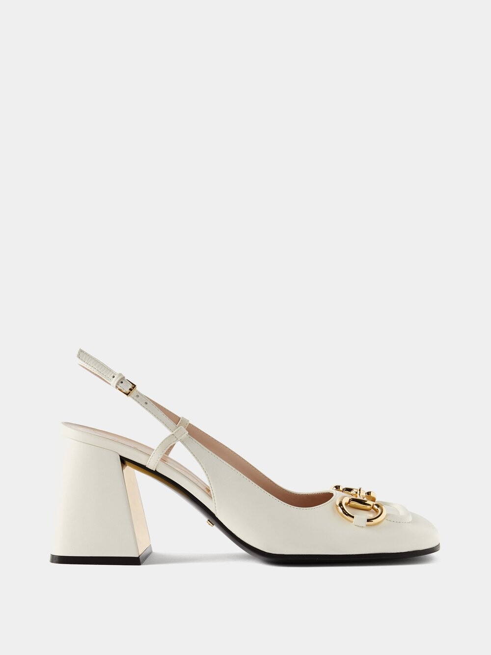 

Кожаные туфли horsebit 75 с пяткой на пятке Gucci, белый