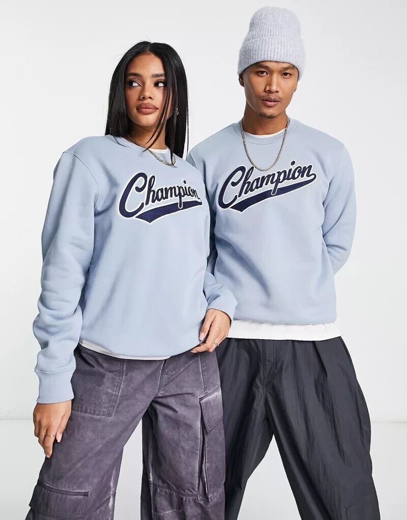 

Синий свитшот унисекс Champion с винтажным логотипом