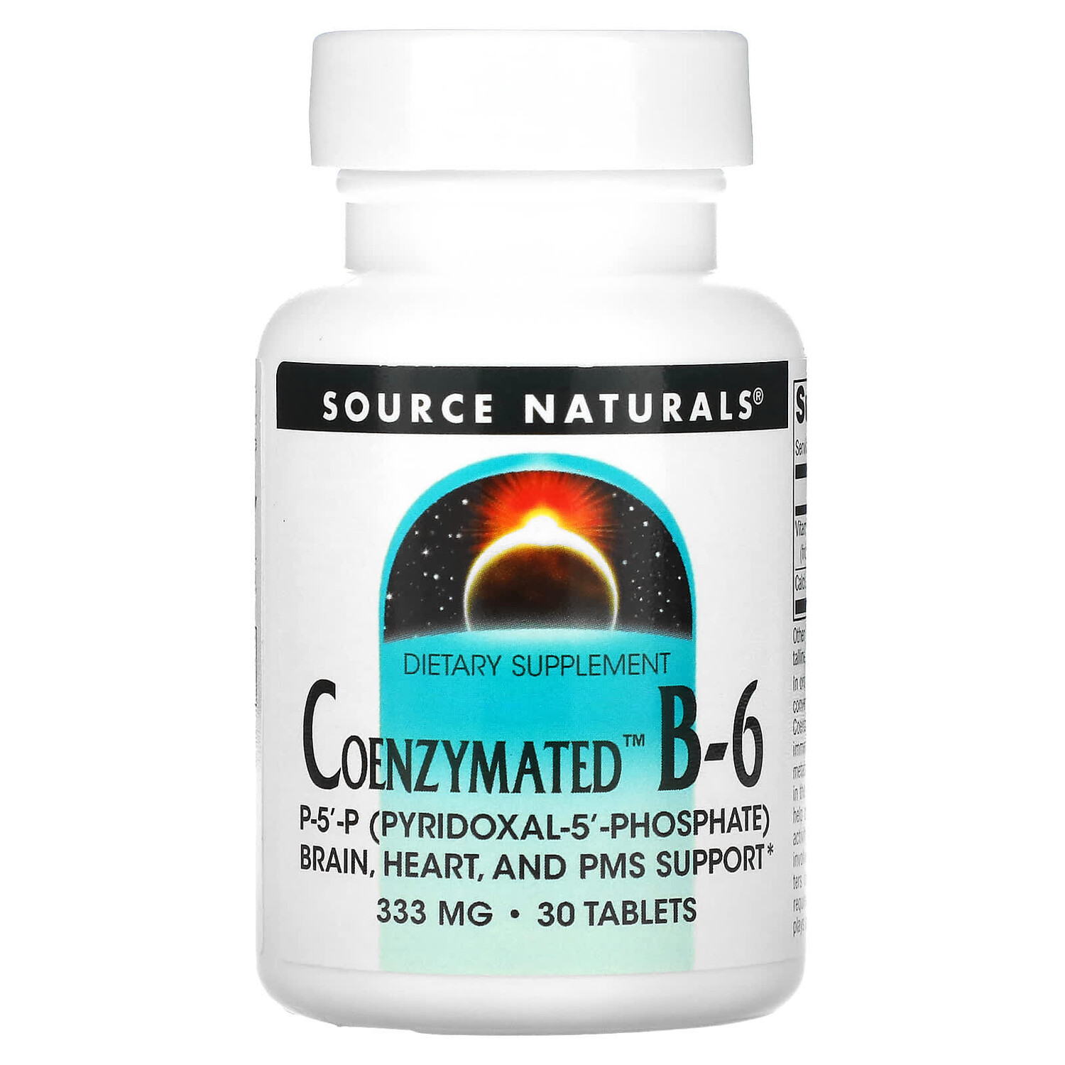 

Ферментированный витамин B6, 333 мг, 30 таблеток, Source Naturals