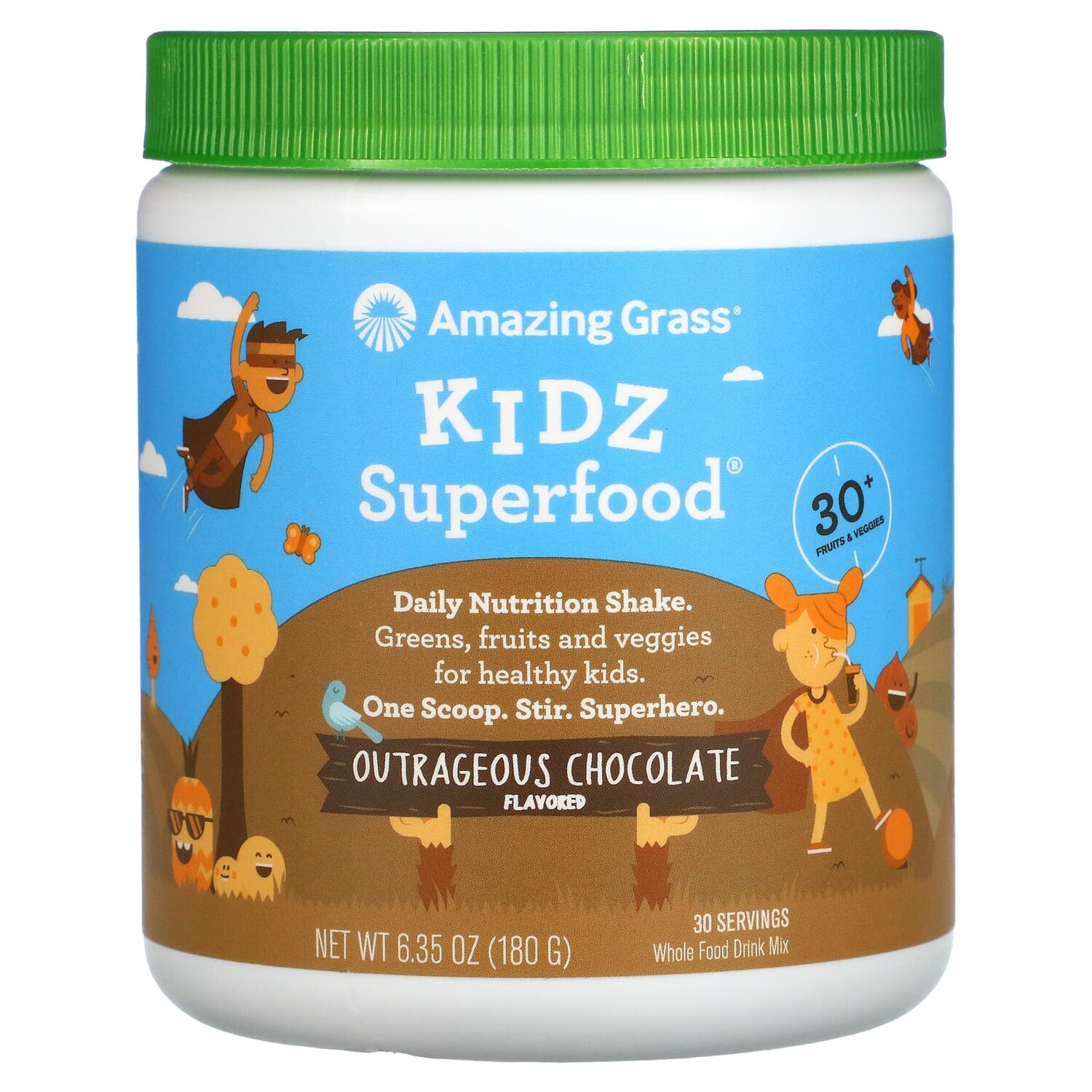 

Kidz Superfood, со вкусом «Невероятный шоколад», 180 г (6,35 унции), Amazing Grass