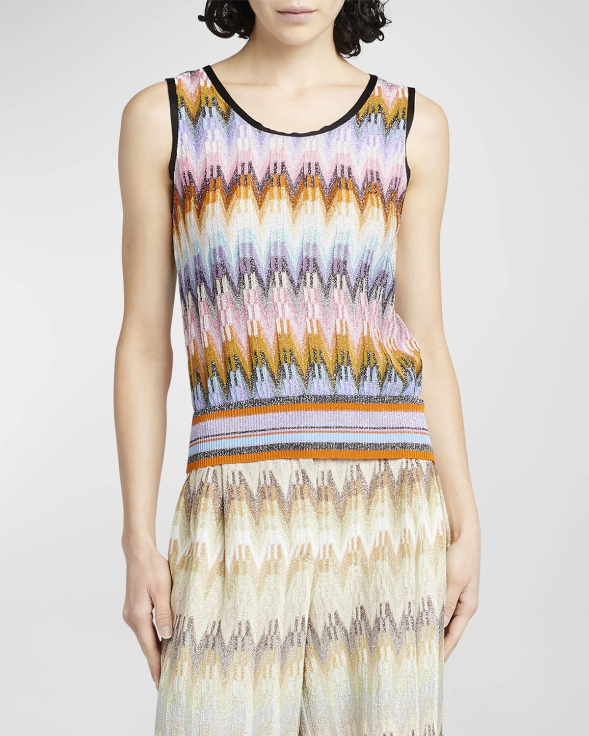 

Топ без рукавов с эффектом металлик и шевроном Missoni, цвет Grn Beige Brn