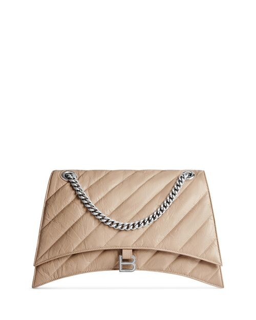 

Большая кожаная сумка на цепочке Crush Balenciaga, цвет Tan/Beige